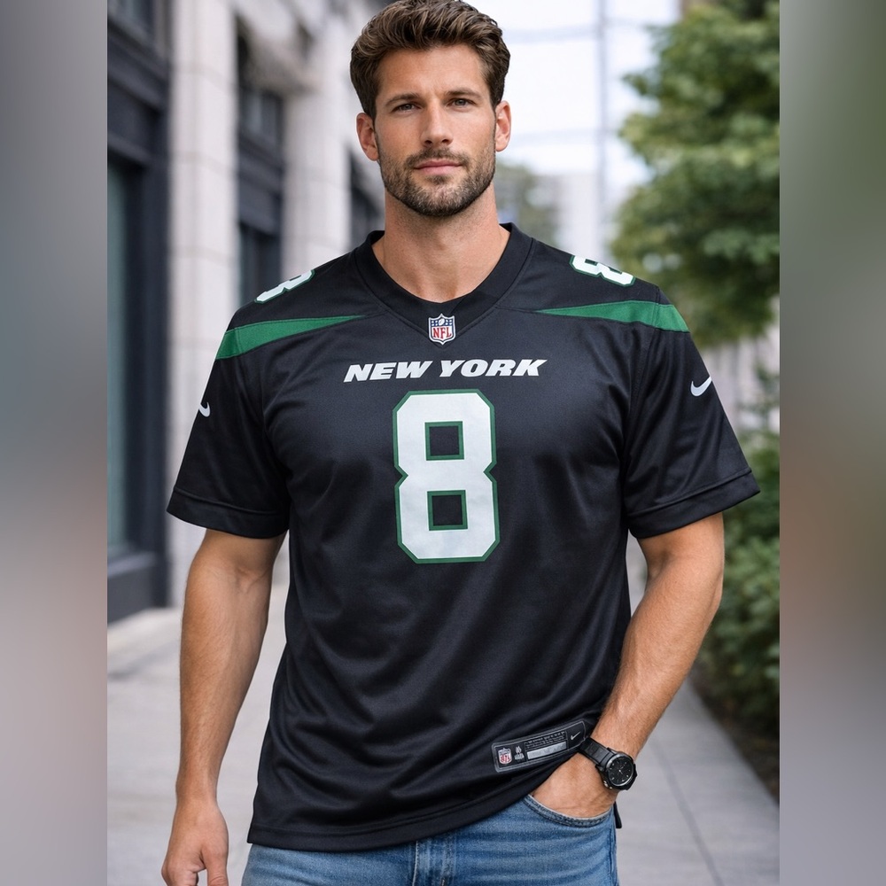 Nike‎ Dri-Fit New York Jets Aaron Rodgers #8 Jersey Black Men’s 3XL NFL On Field